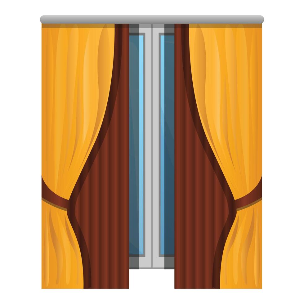 Elegant window curtains icon, cartoon style vector