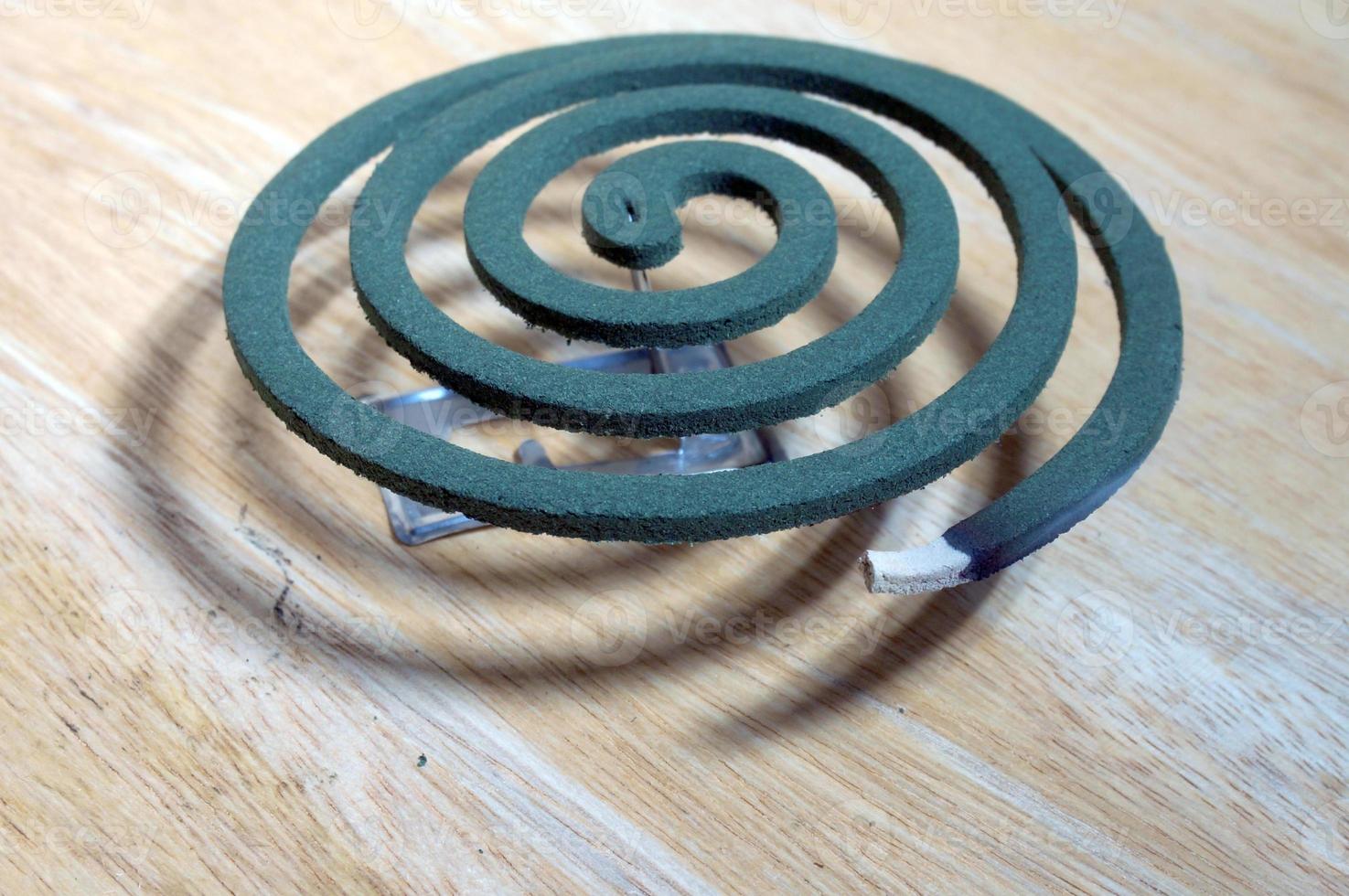Burning mosquito coil is an anti-mosquito repellent, selective focus photo