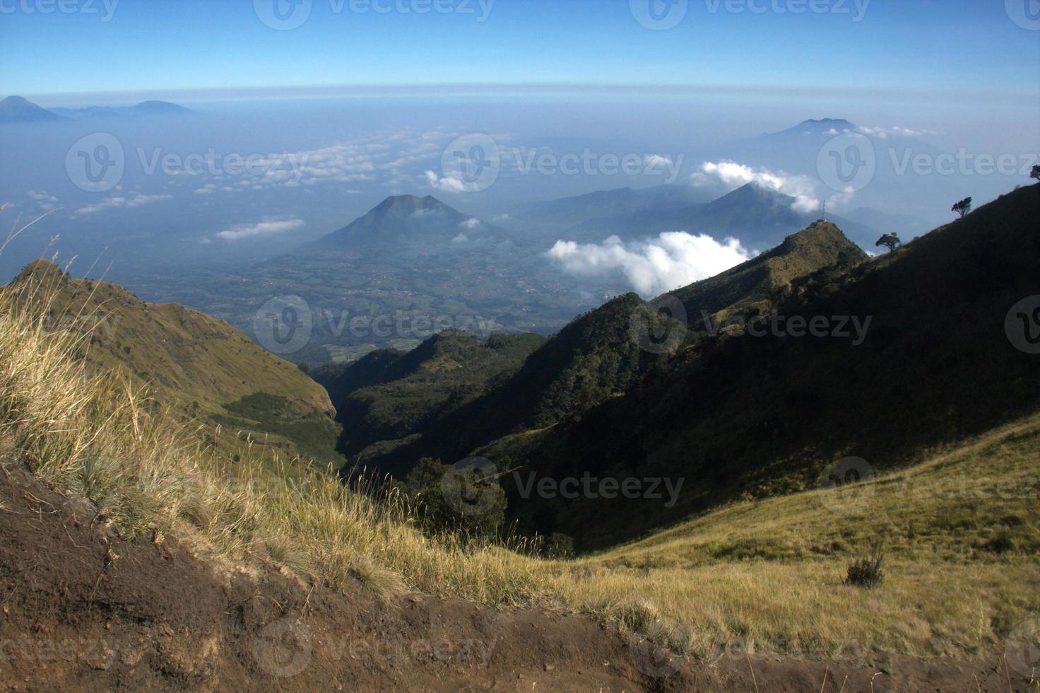 View from the merbabu mountain hiking trail. Central Java, Indonesia photo