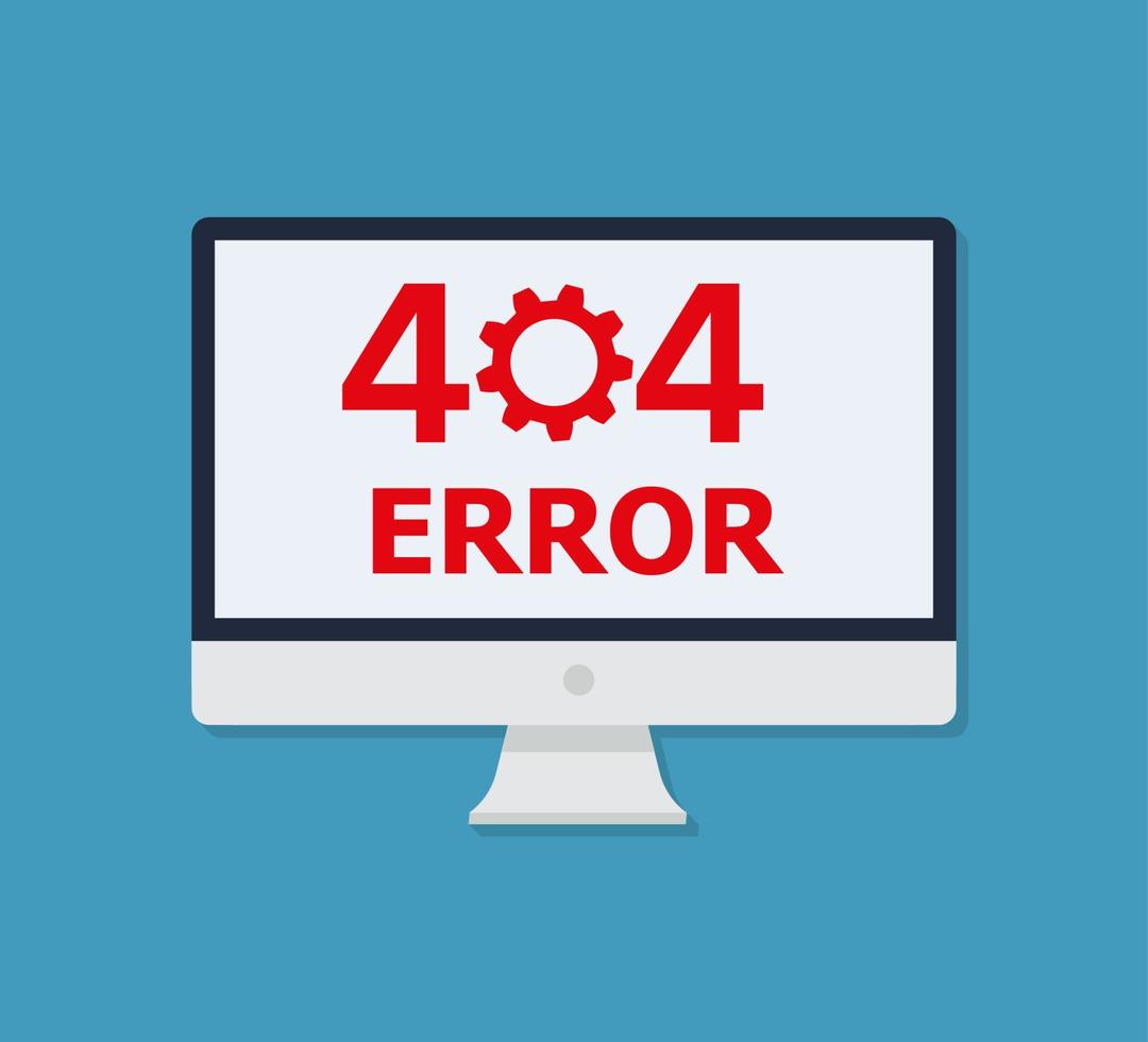Página de error 404 no encontrada en computadora, tableta, pantalla de teléfono móvil. signo de error de enlace de Internet. vector