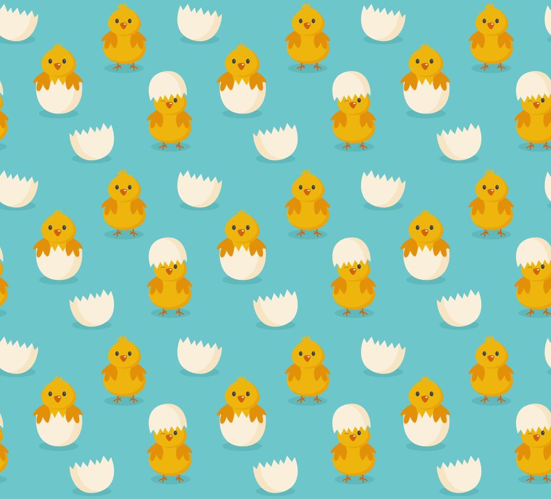 Chickens seamless pattern. Festive vector background for Easter.