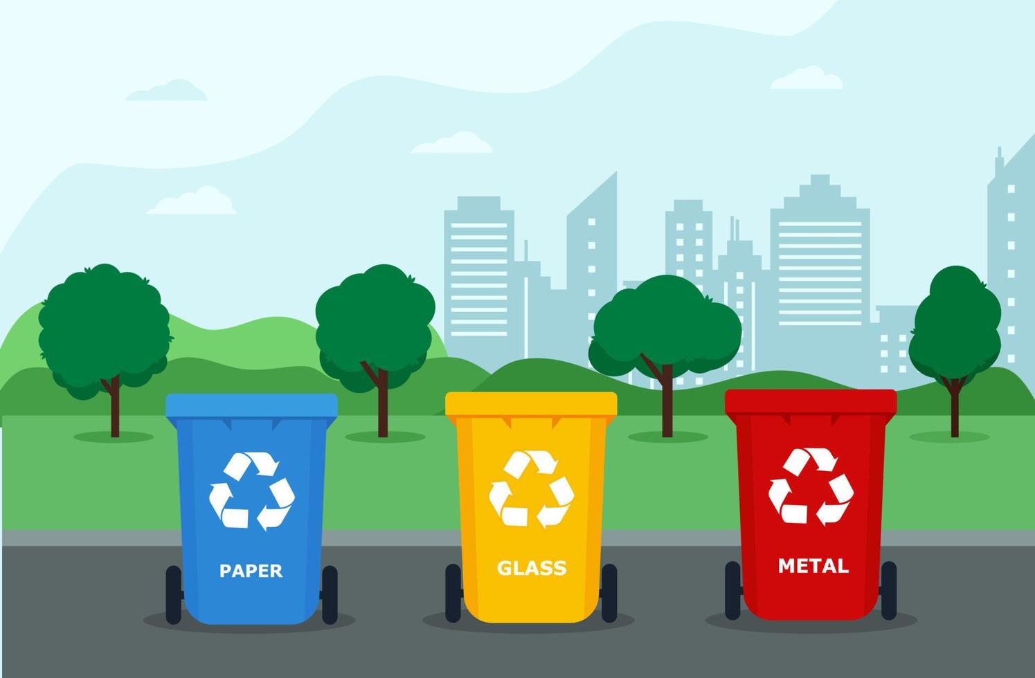 haz Pronombre programa contenedores de almacenamiento de basura en un parque urbano moderno. para  reciclar en las calles de