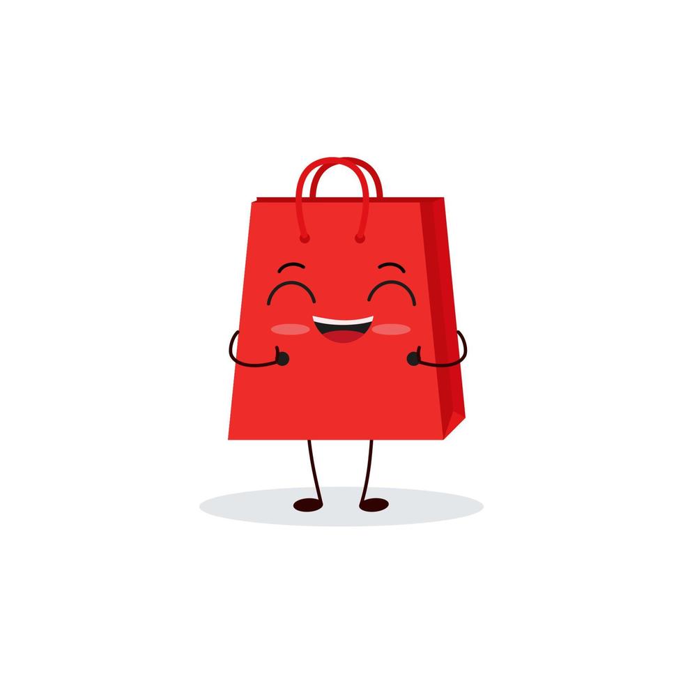 Cute happy funny shopping bags. Vector cartoon character illustration icon design.Isolated on white background