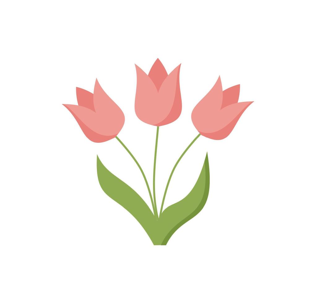 icono plano sobre fondo blanco flores de tulipán. 8 de marzo. día de primavera de la mujer. vector