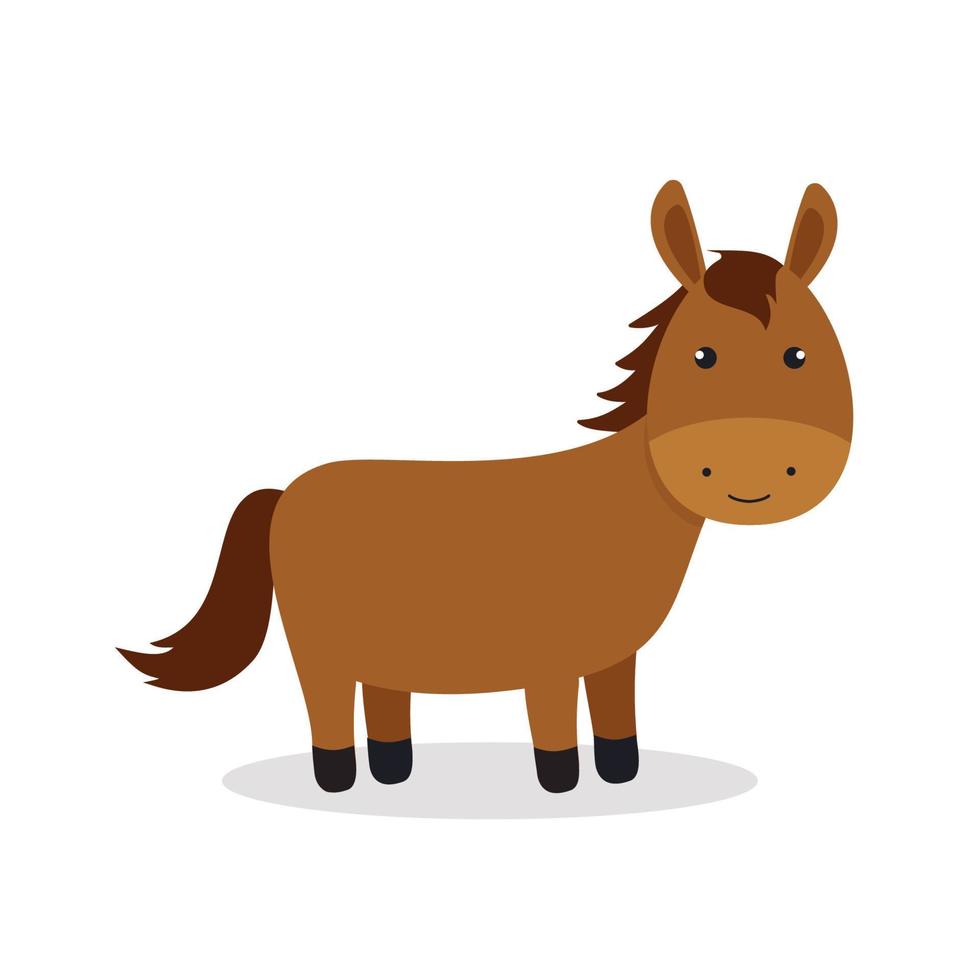 Cute horse in flat style isolated on white background vector