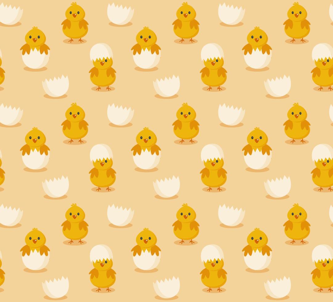 Chickens seamless pattern. Festive vector background for Easter.