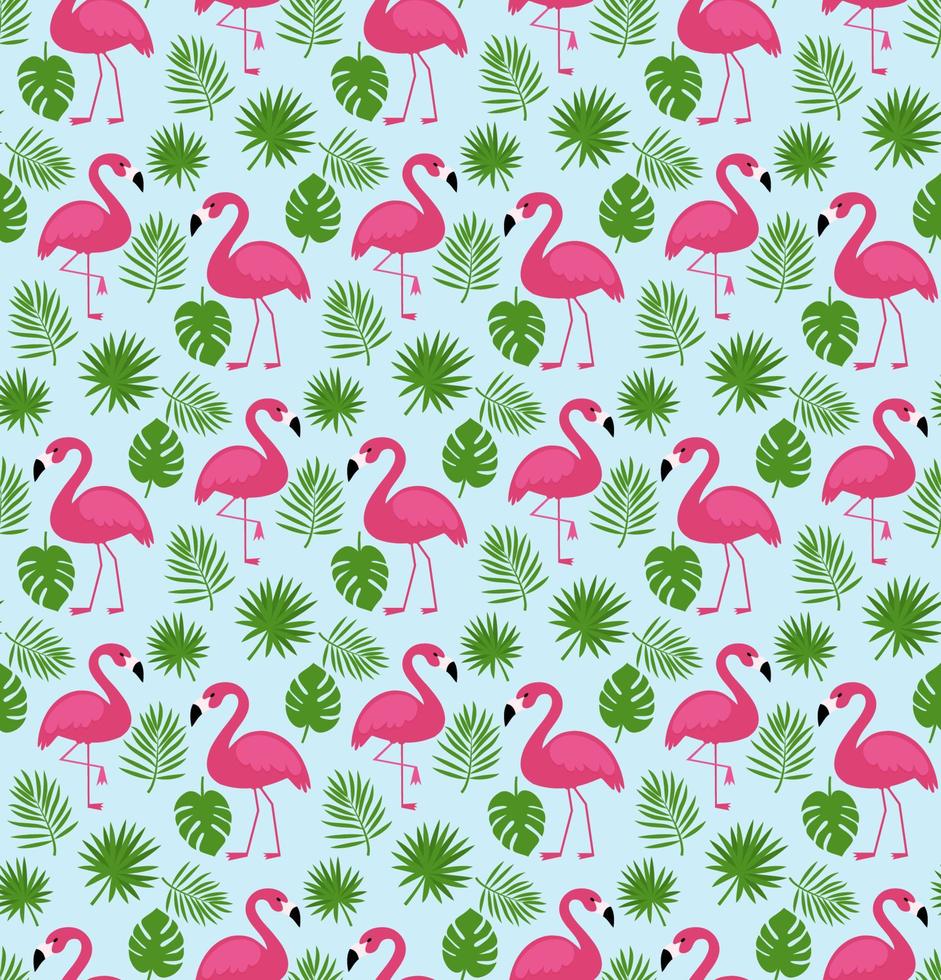 Vector seamless pattern with pink flamingos. Texture design