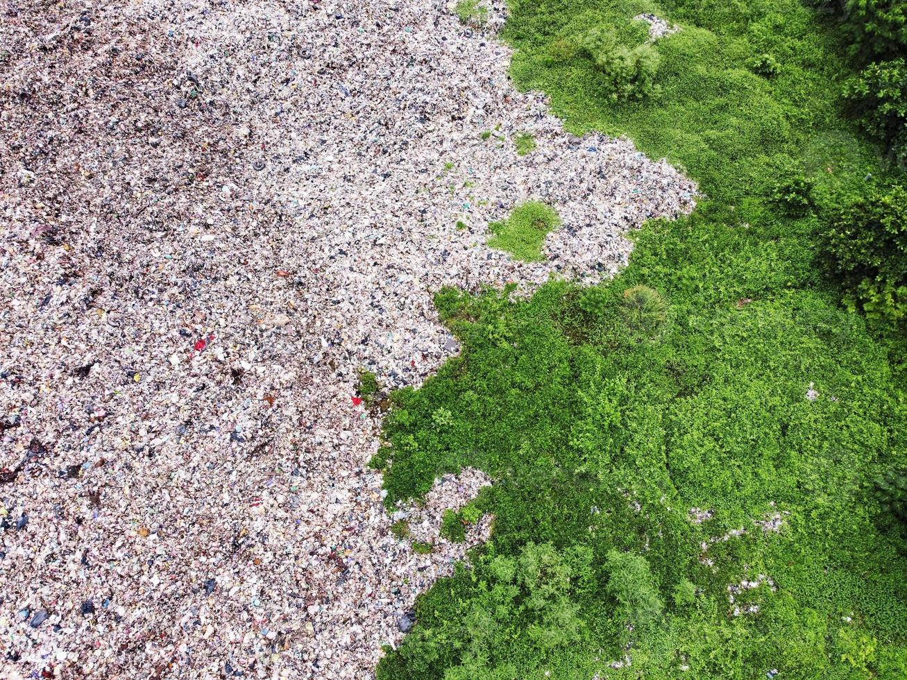 Aerial top view large garbage pile, Garbage pile in trash dump or landfill photo