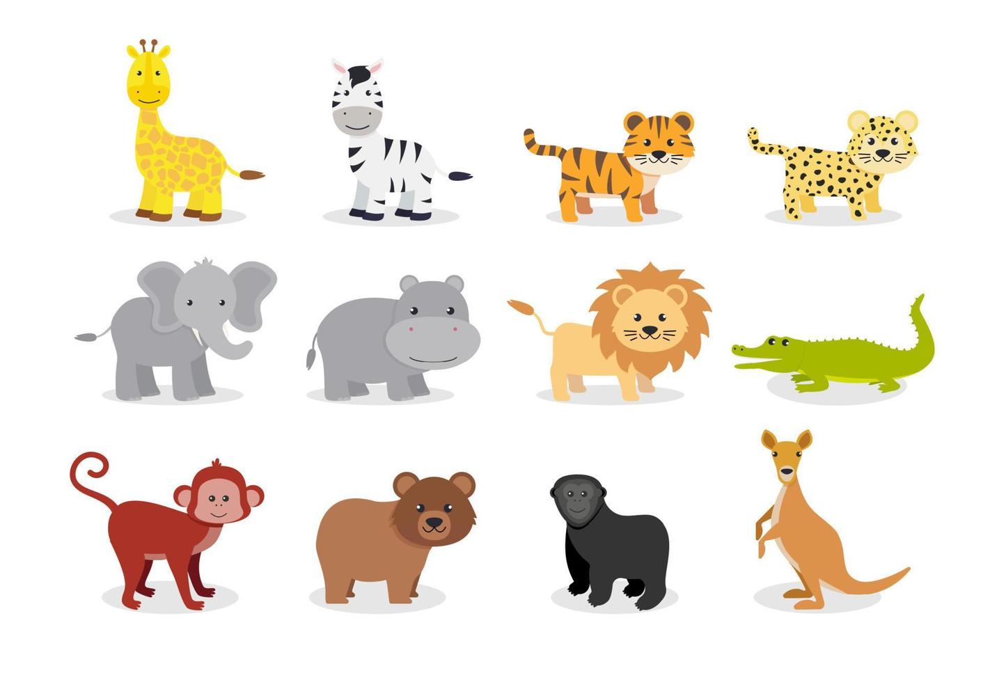 conjunto de animales africanos. ilustración vectorial en un estilo plano. vector