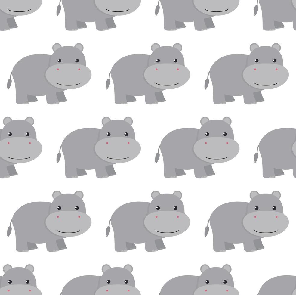 Hippos seamless pattern. Vector illustration in a flat style.