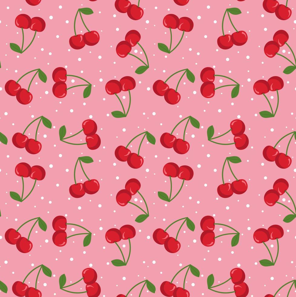 Cute seamless pattern in cherries. Cartoon style. vector