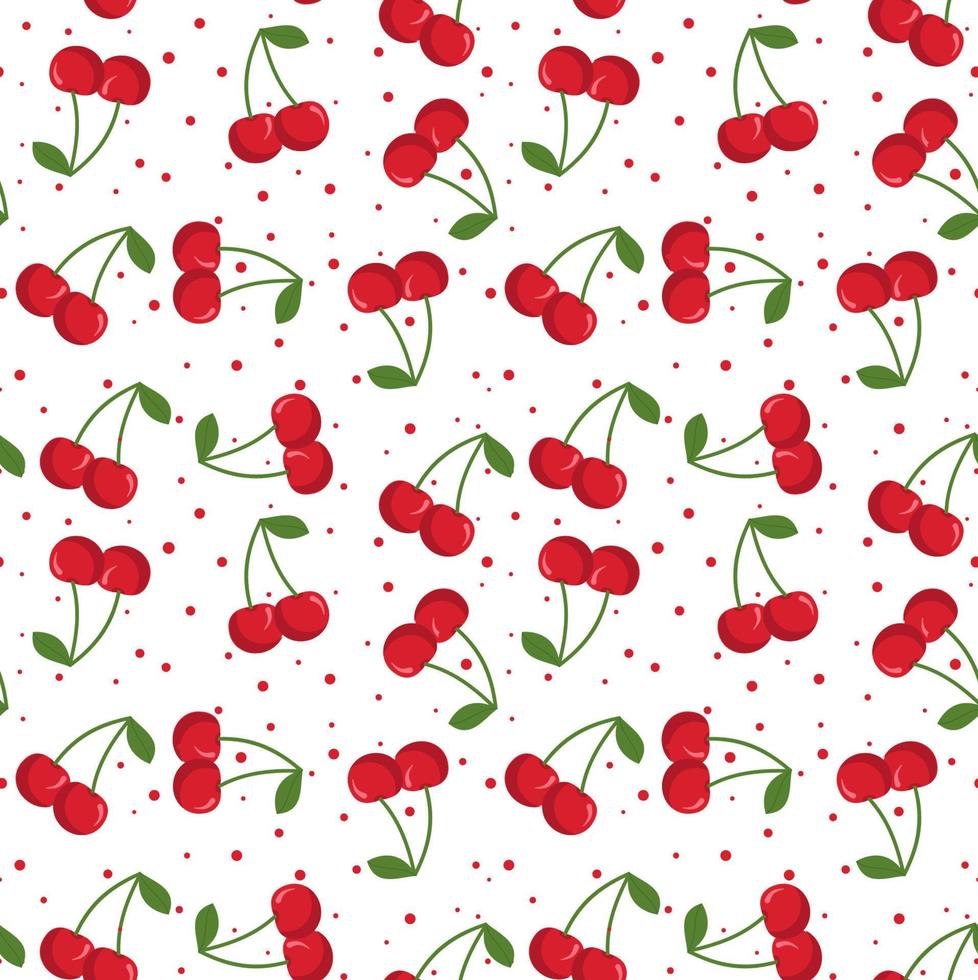 Cute seamless pattern in cherries. Cartoon style. vector
