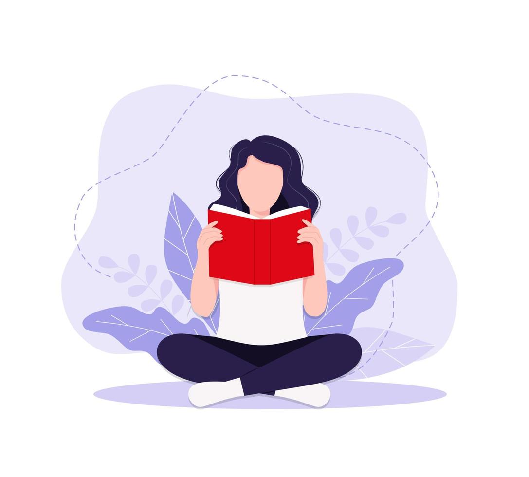 Vector illustration concept business woman practicing yoga and meditation in office. The girl sits in the lotus position, the thought process, the inception and the search for ideas. Time management