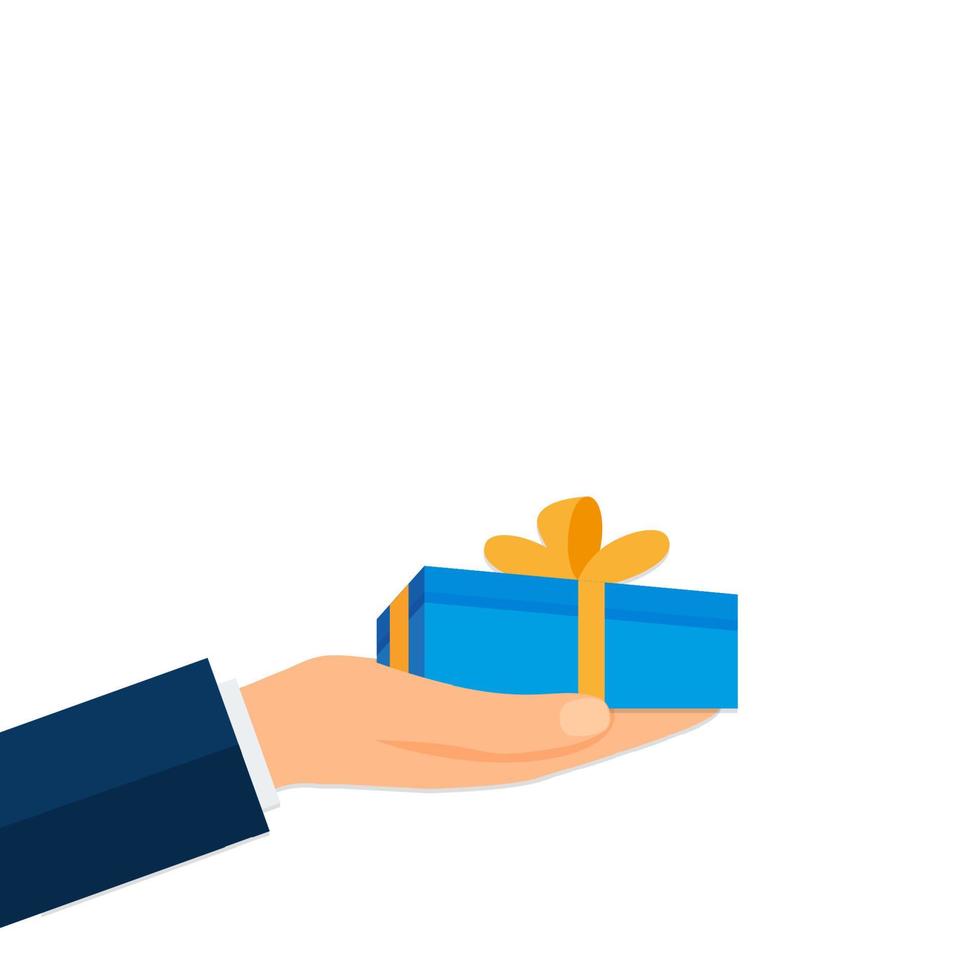 Hand holding out an gift box ready for you, vector illustration design.