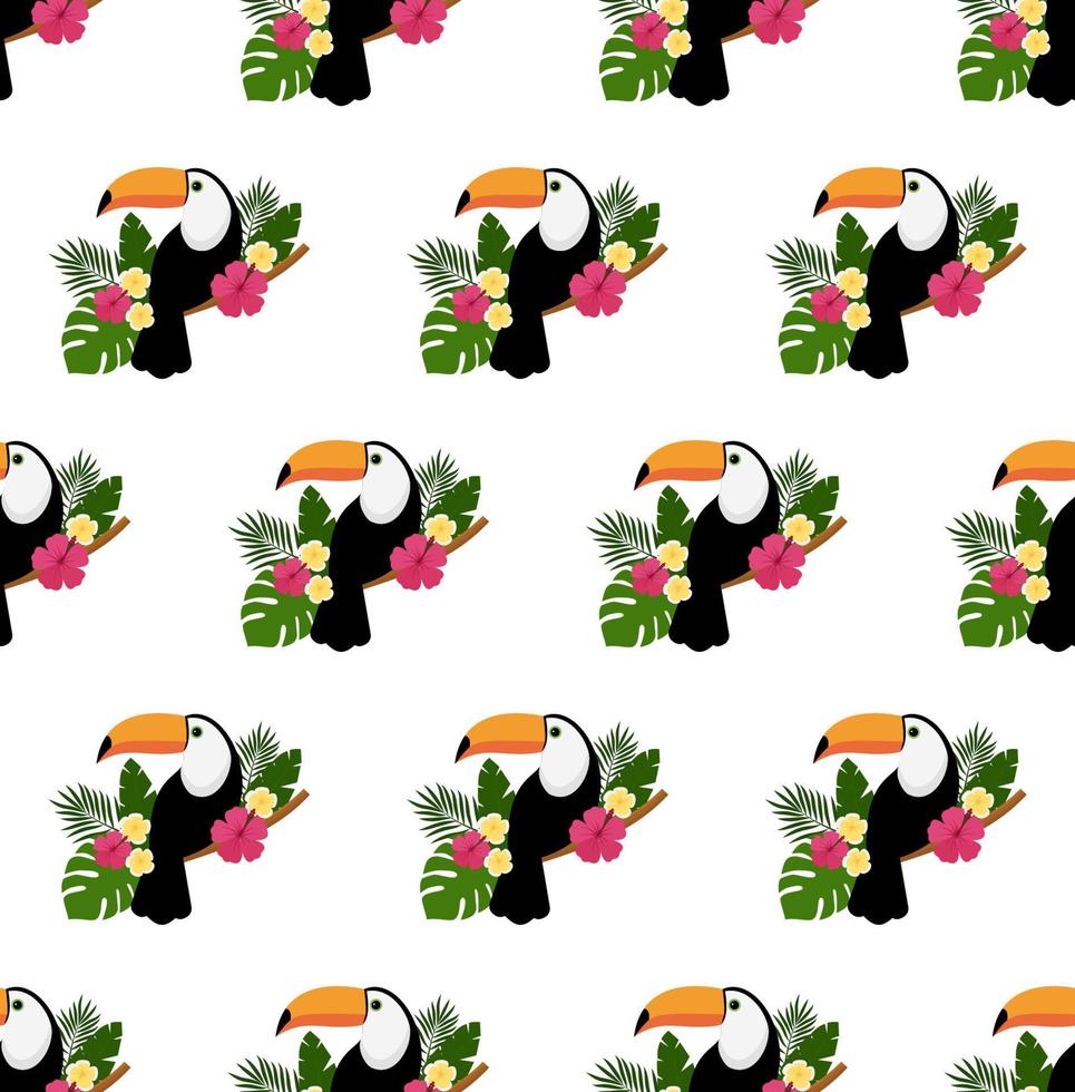 Vector seamless pattern with toucan. Texture design