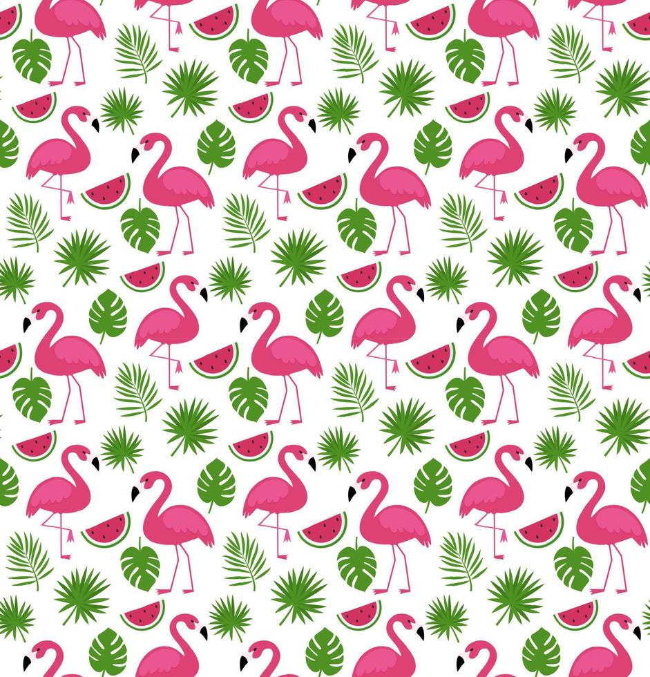 Vector seamless pattern with pink flamingos. Texture design