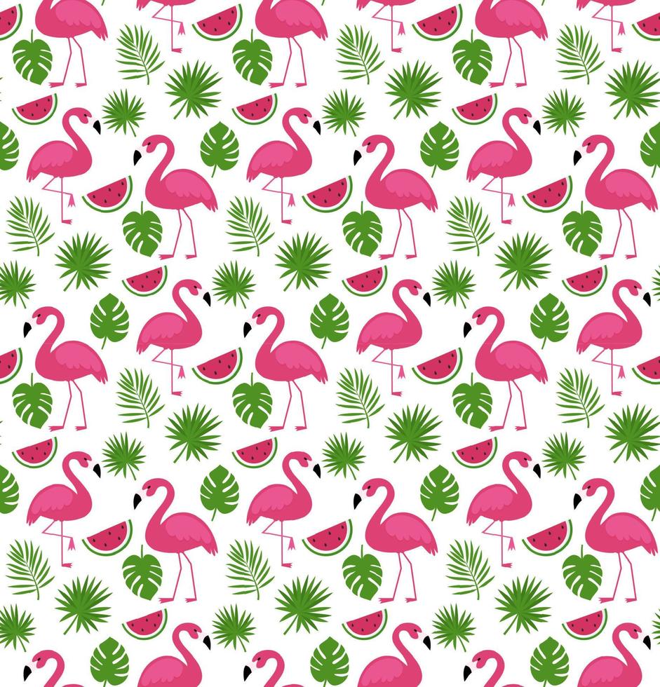 patrón transparente de vector con flamencos rosados. diseño de textura