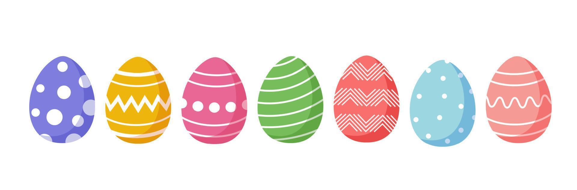 Set of easter eggs flat design on white background. vector