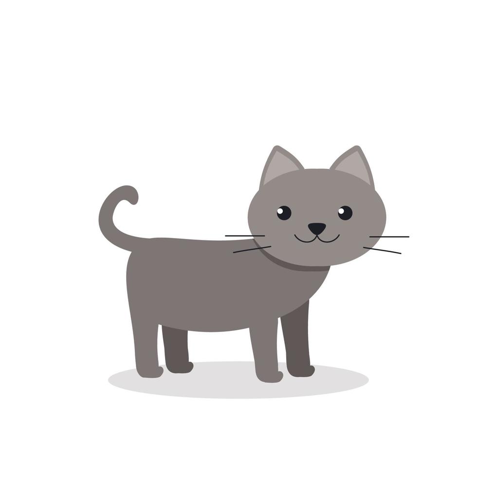 lindo gato en estilo plano aislado sobre fondo blanco vector