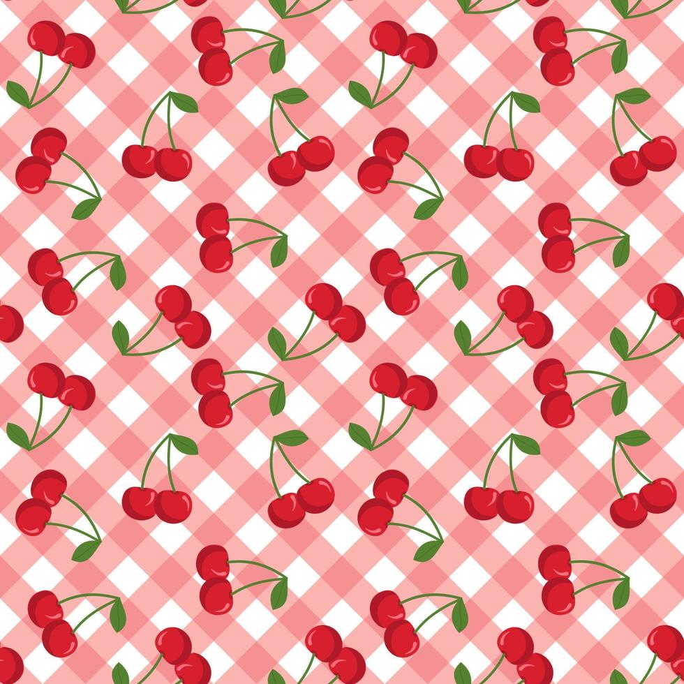 Cute seamless pattern in cherries. Cartoon style. vector