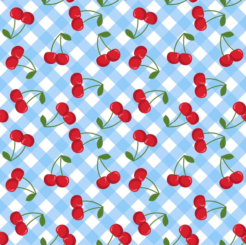 Cute seamless pattern in cherries. Cartoon style. vector