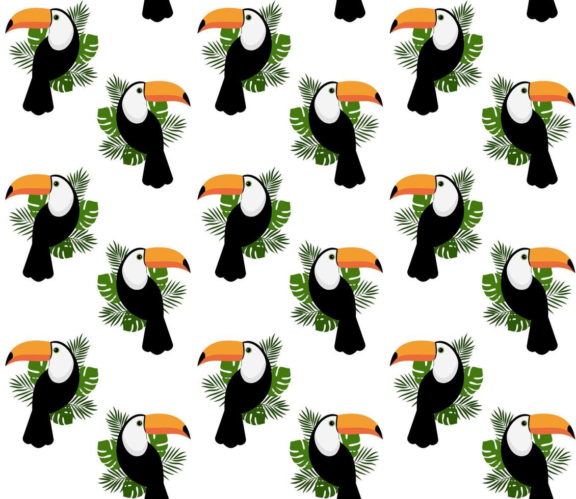 Vector seamless pattern with toucan. Texture design