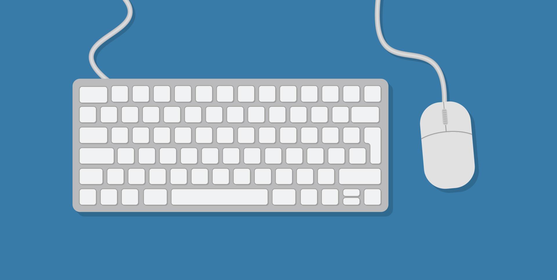 conjunto de vectores de teclado y ratón. teclados y colores blancos del mouse con ilustración vectorial superior.