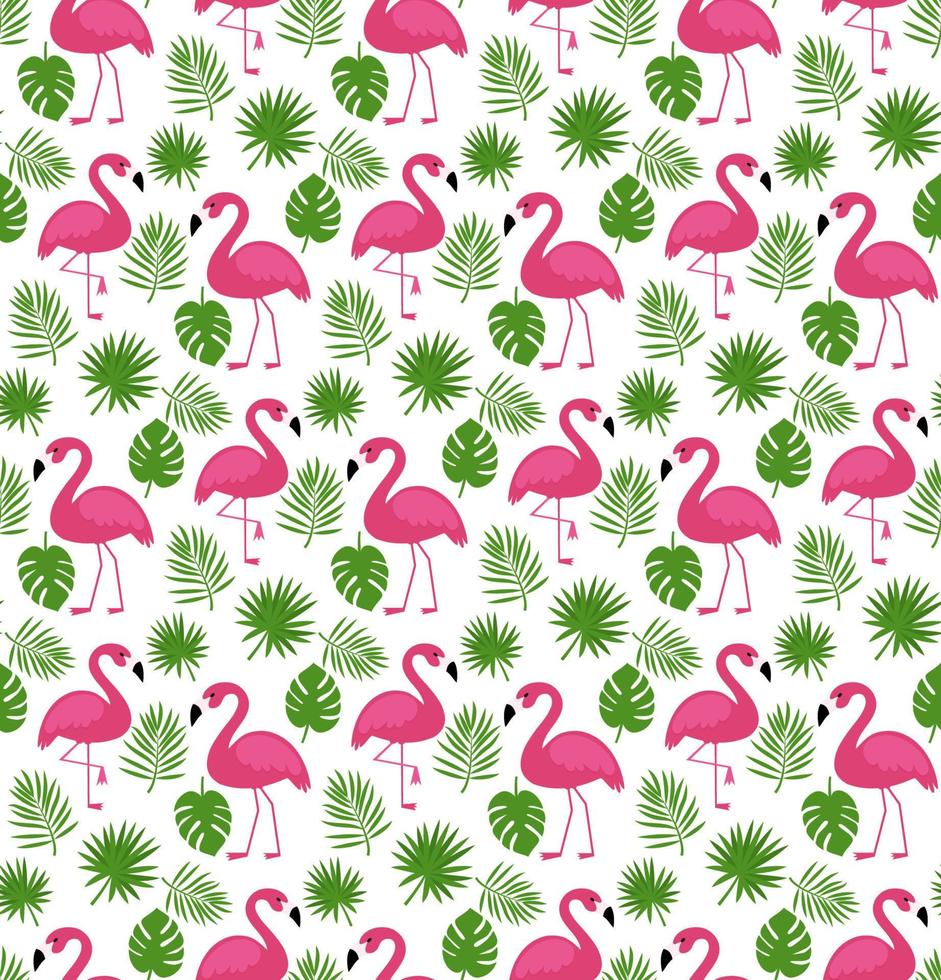 Vector seamless pattern with pink flamingos. Texture design