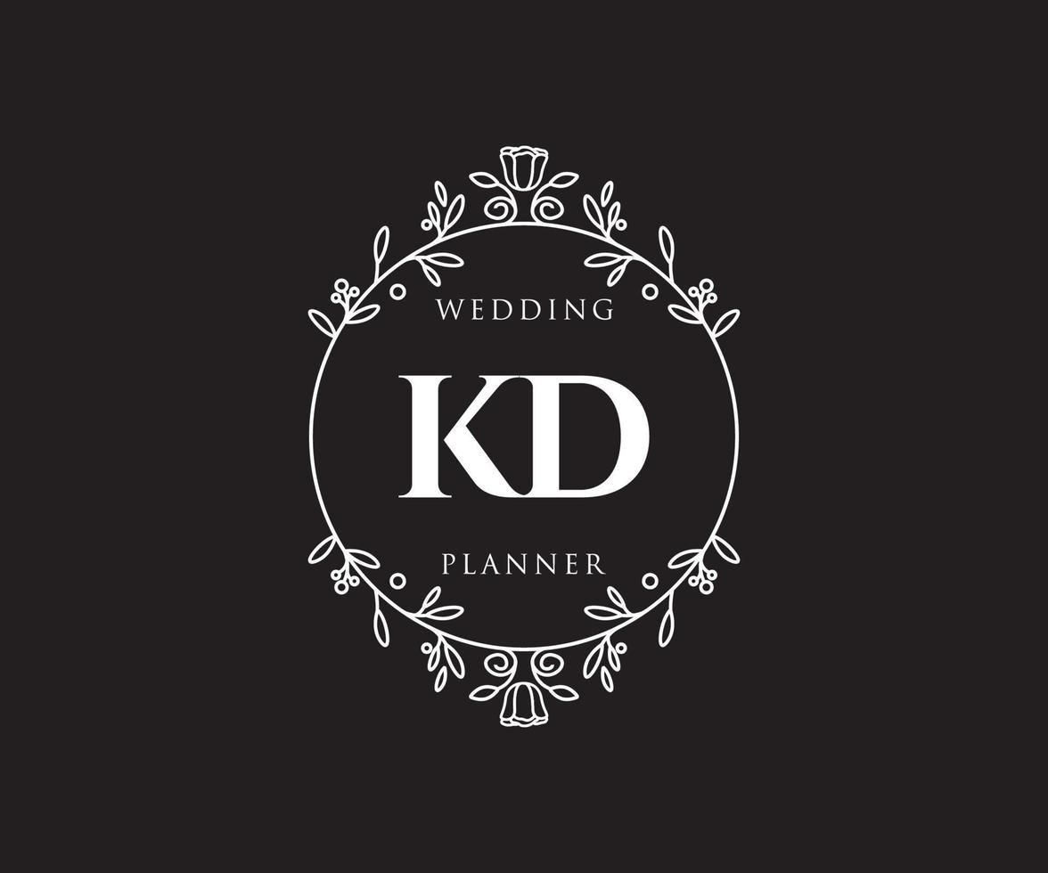 KD Initials letter Wedding monogram logos collection, hand drawn modern minimalistic and floral templates for Invitation cards, Save the Date, elegant identity for restaurant, boutique, cafe in vector