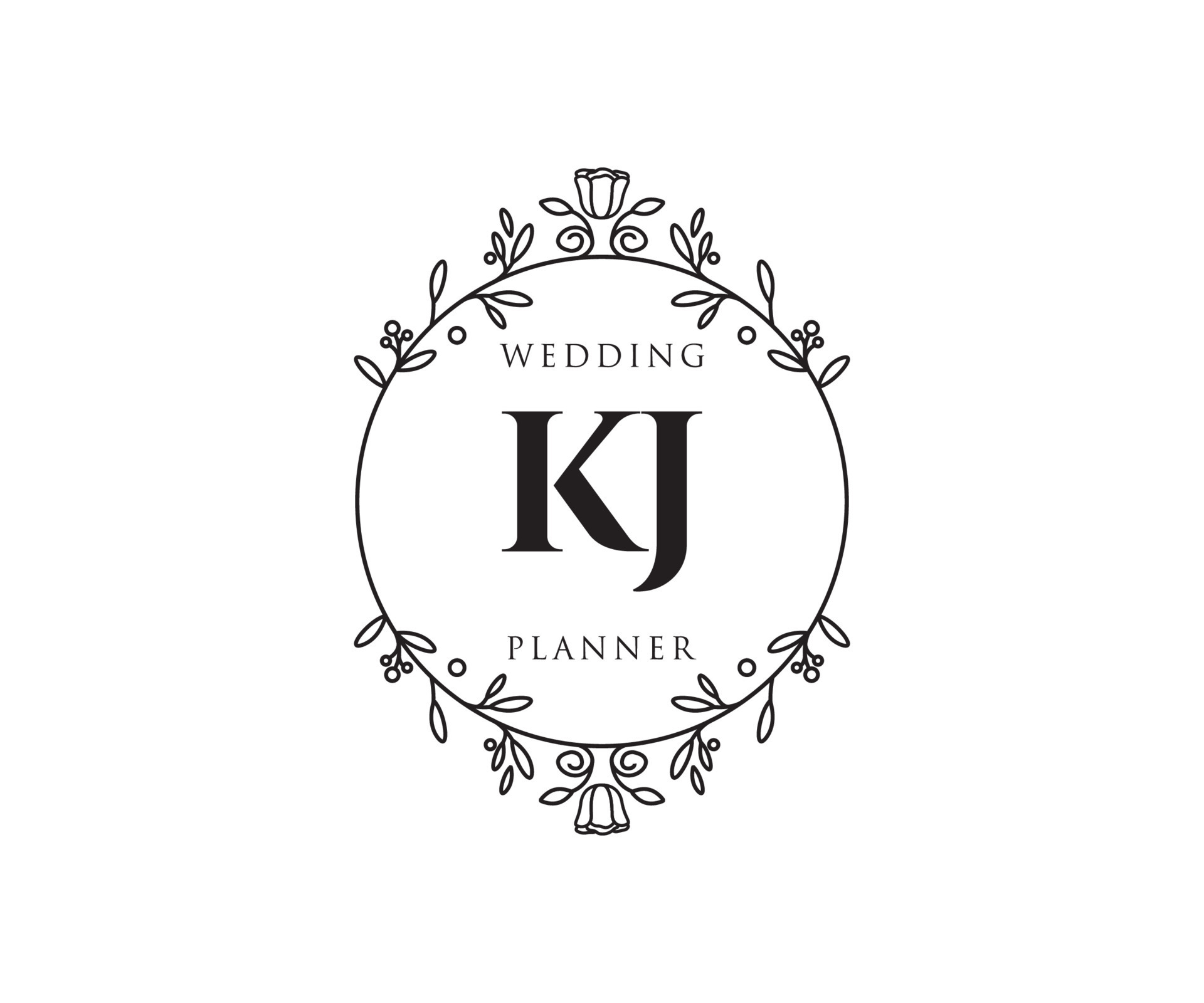 Wedding logo design template initials letter kj Vector Image