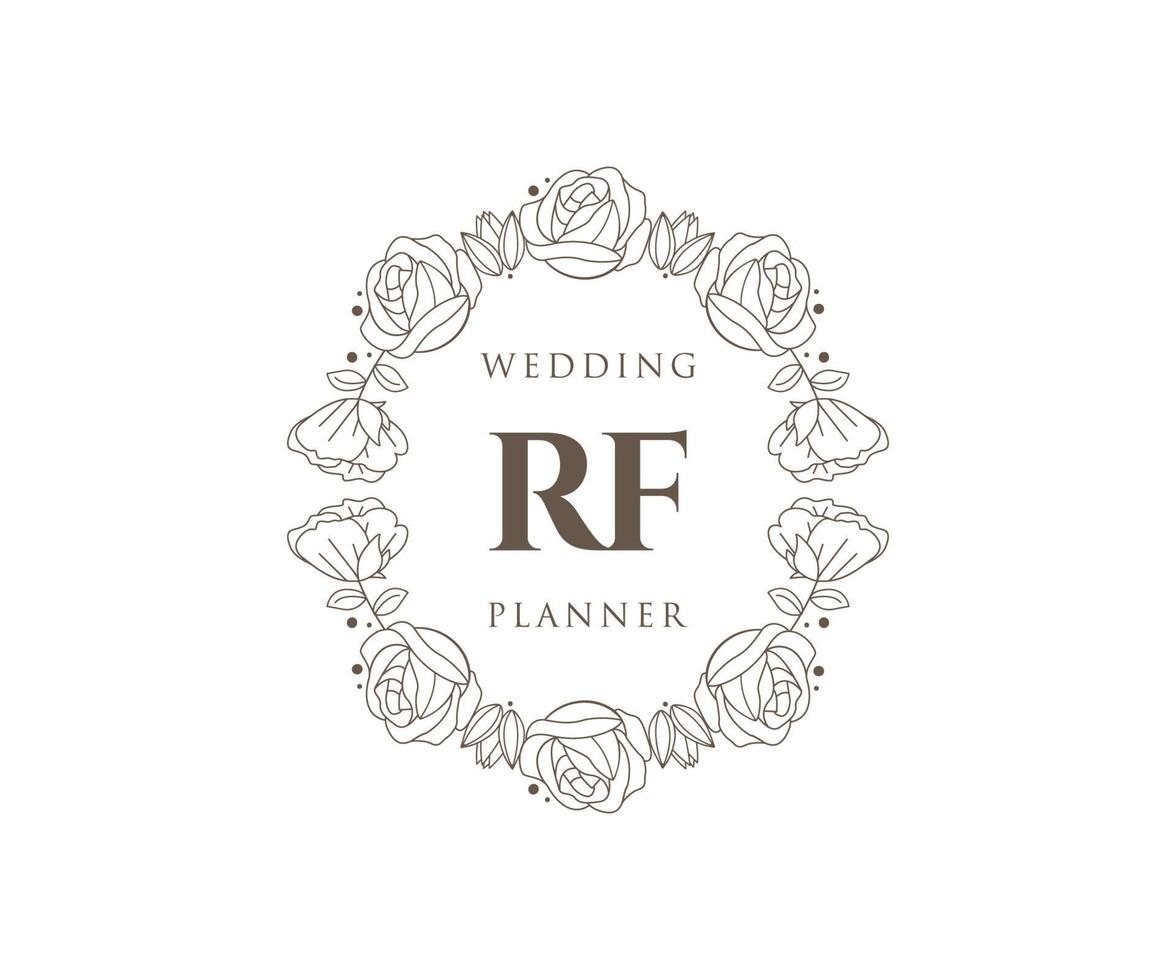 RF Initials letter Wedding monogram logos collection, hand drawn modern minimalistic and floral templates for Invitation cards, Save the Date, elegant identity for restaurant, boutique, cafe in vector