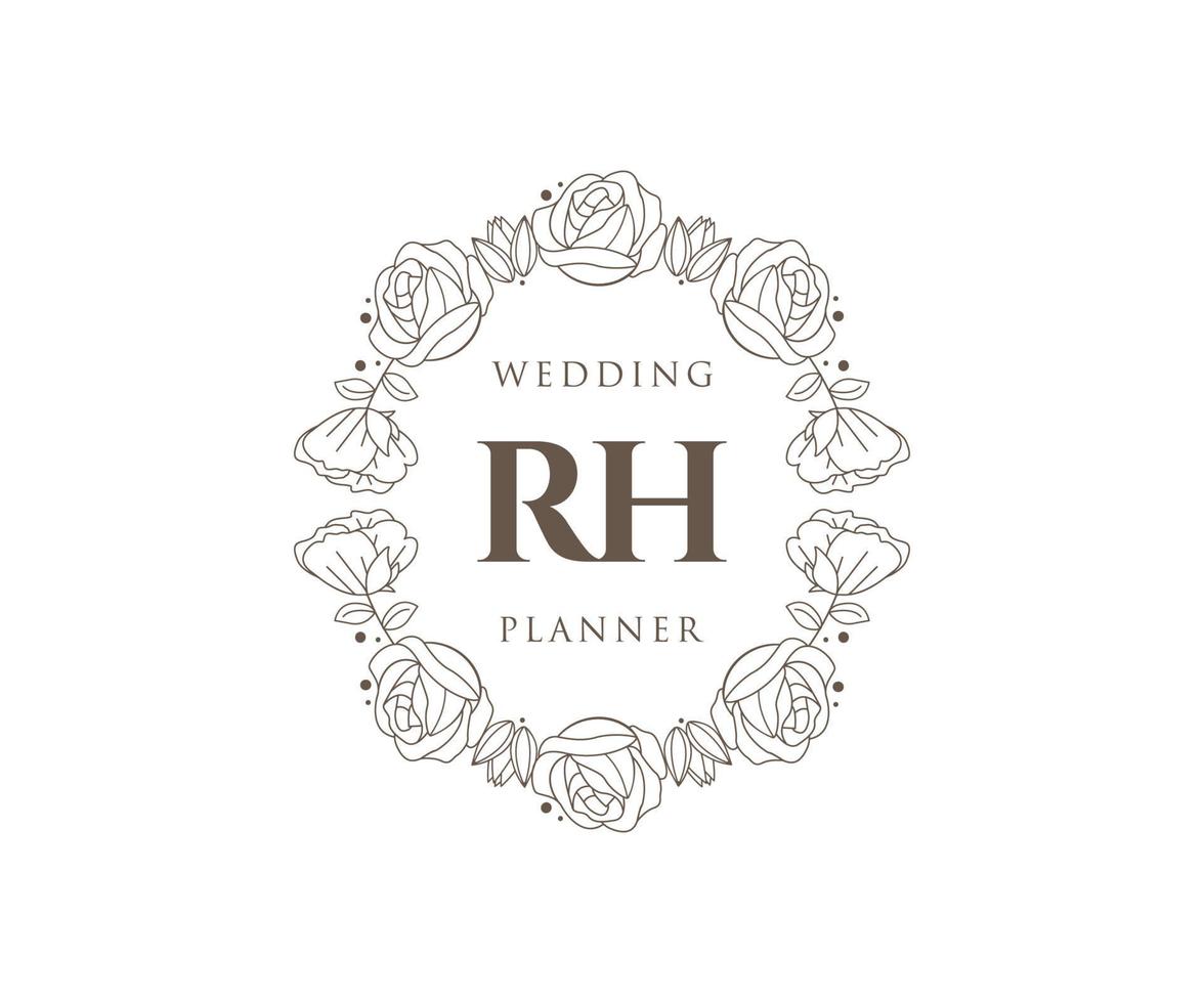 Rh initials letter wedding monogram logos Vector Image