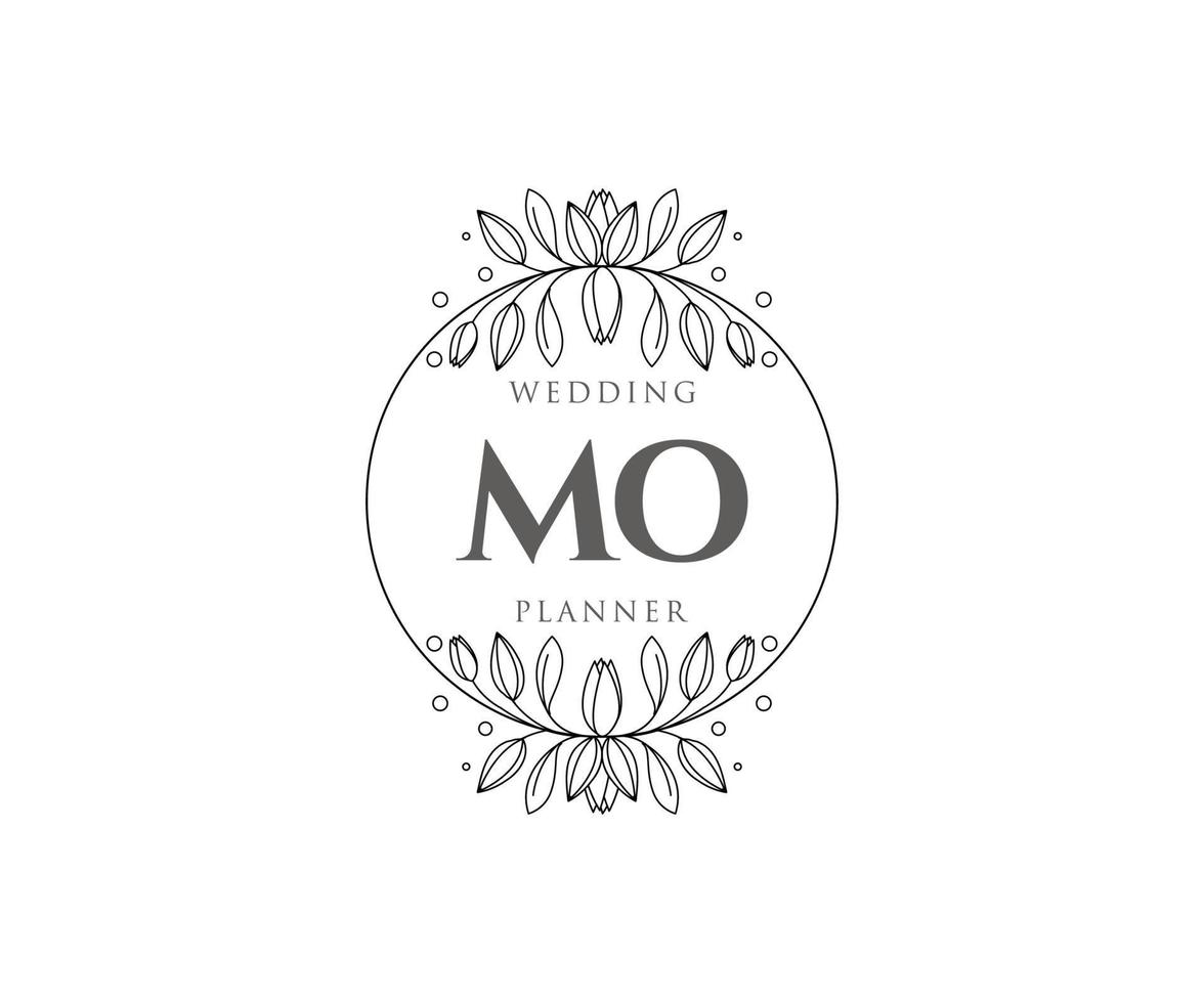 MO Initials letter Wedding monogram logos collection, hand drawn modern minimalistic and floral templates for Invitation cards, Save the Date, elegant identity for restaurant, boutique, cafe in vector