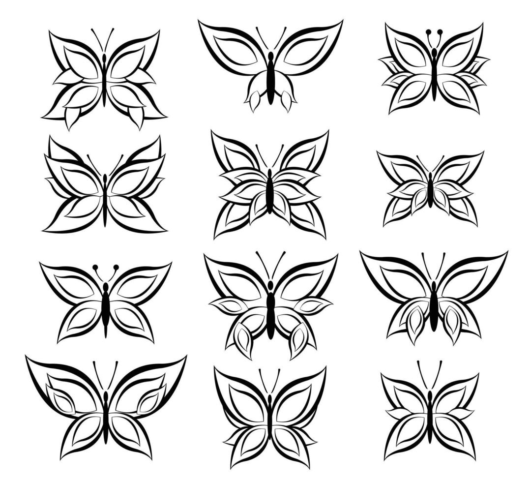 conjunto de vector de mariposa