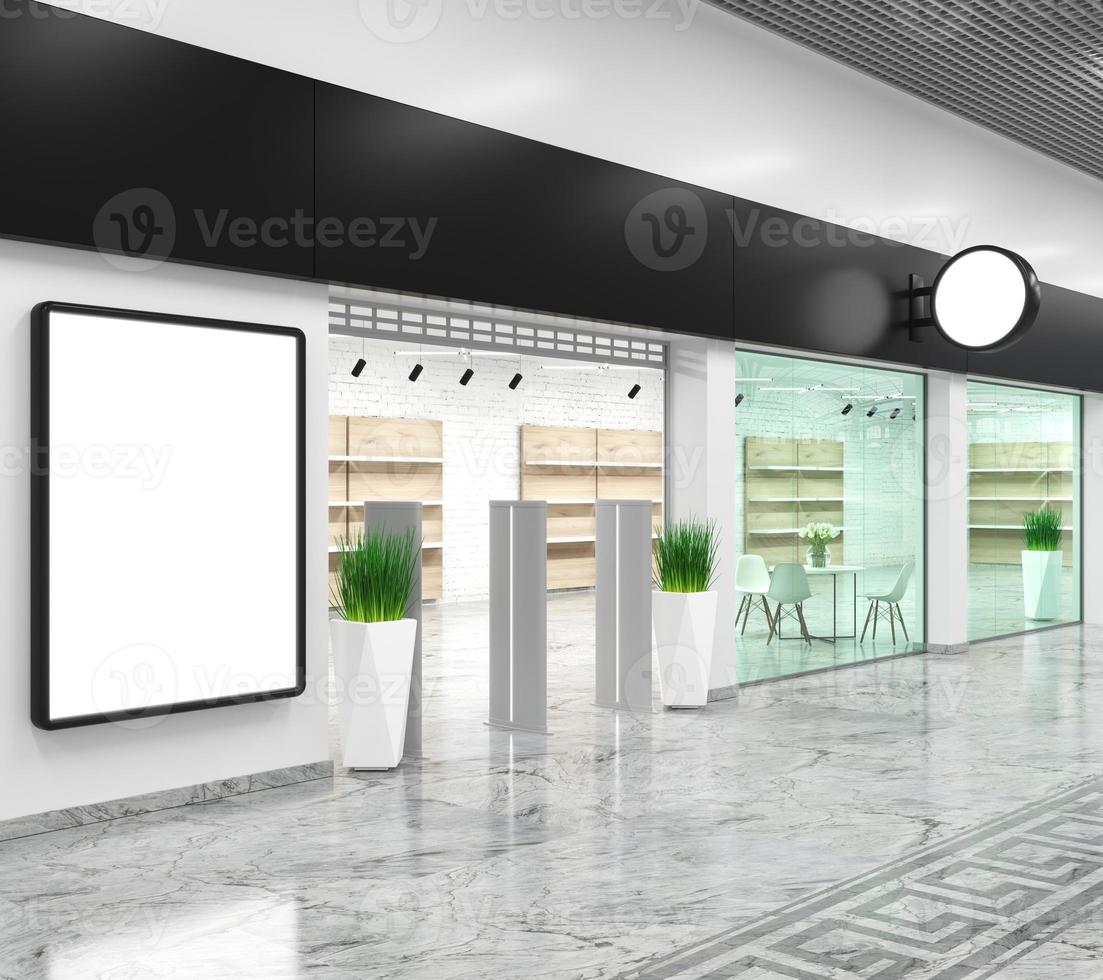 Mockup for advertising brand logo facade of store photo