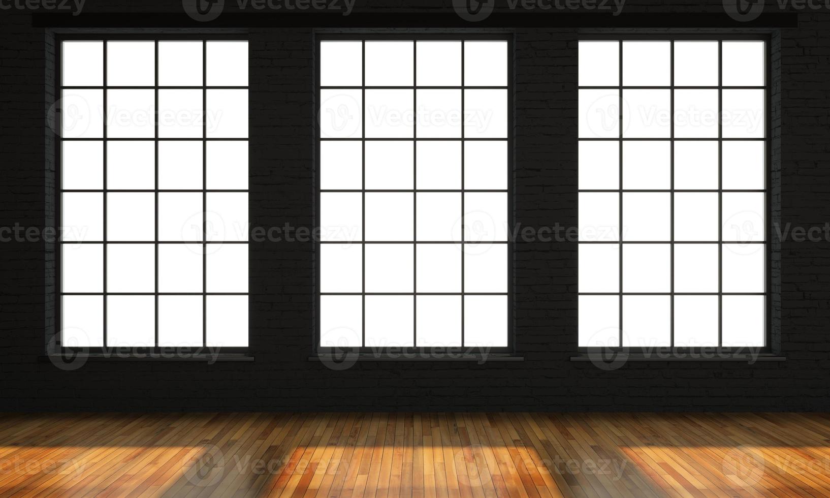 Loft style interior with two black windows photo