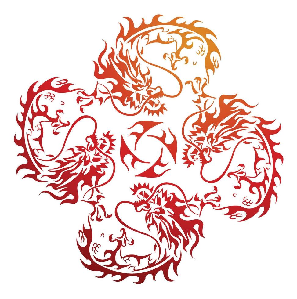 Red dragon illustration vector