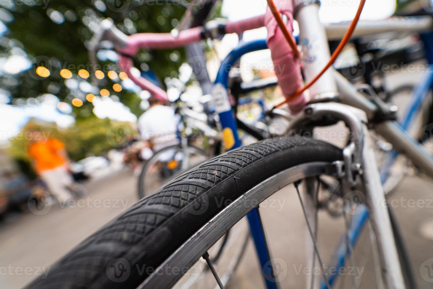 Bike Wheels close up on the street photo