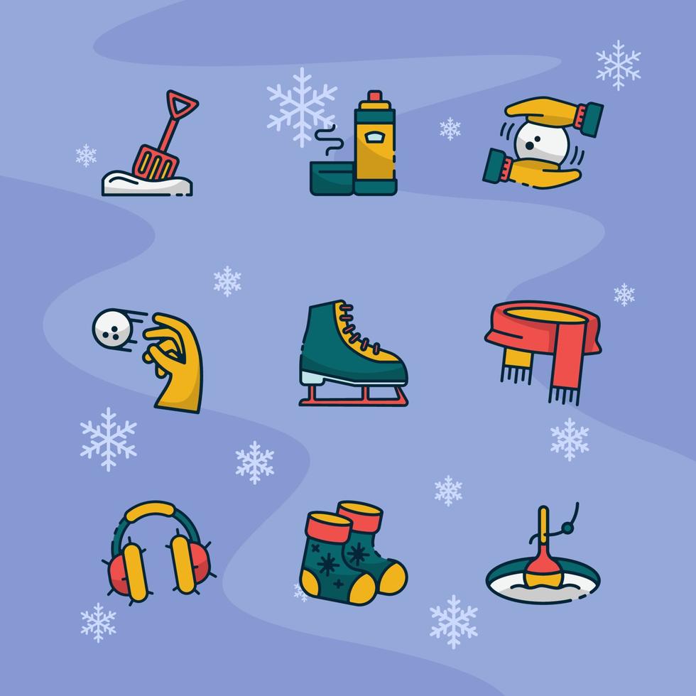 Winter Outdoor Activity Tools Icon vector