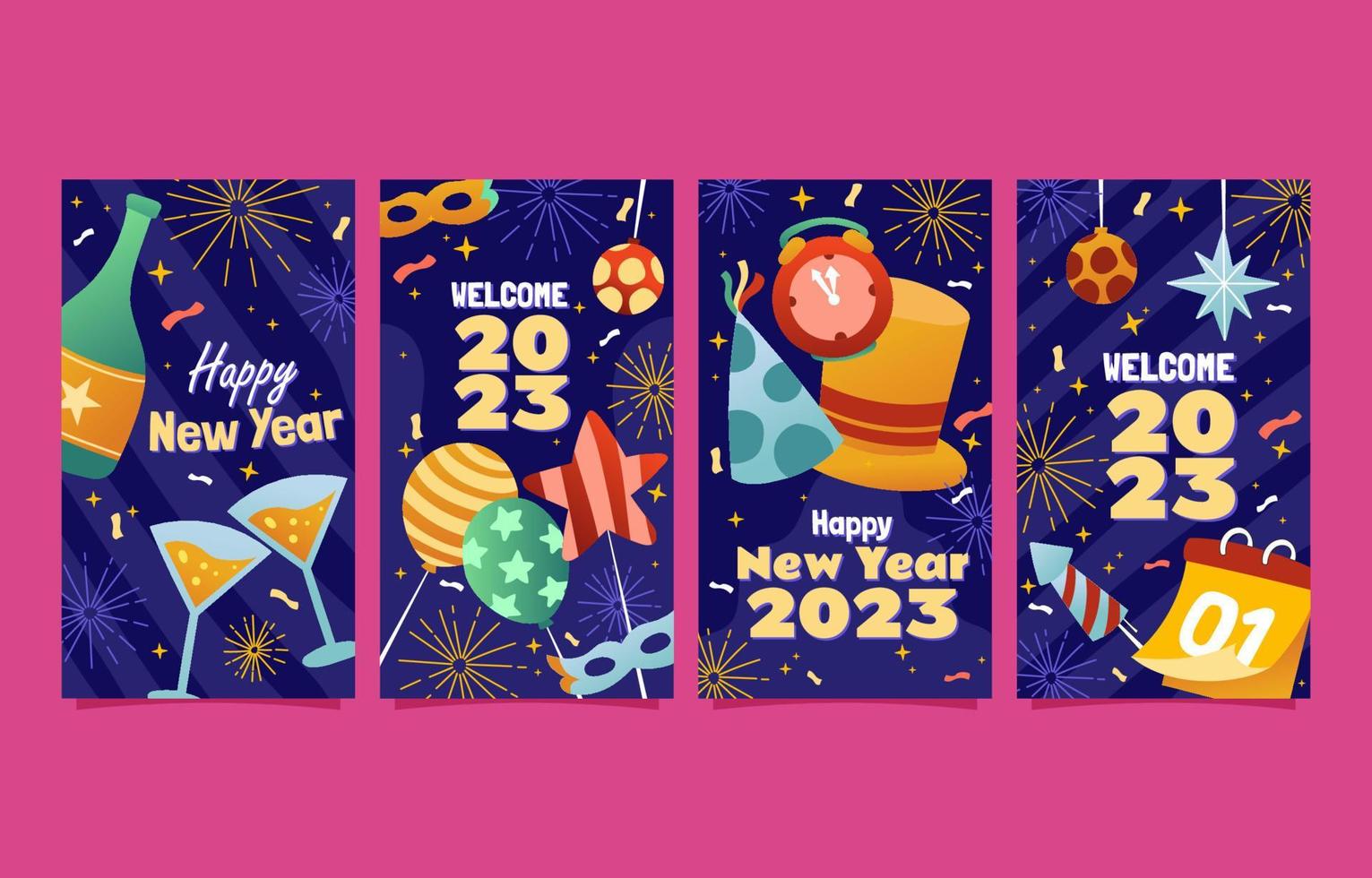 feliz año nuevo 2023 redes sociales vector