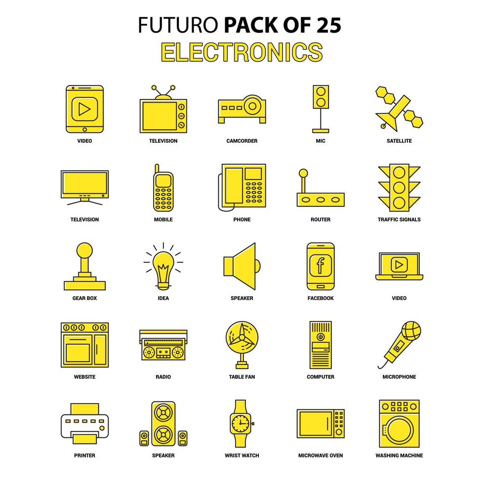 Electronics Icon Set Yellow Futuro Latest Design icon Pack vector