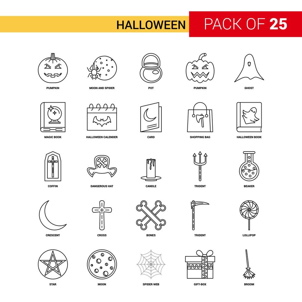 Halloween Black Line Icon 25 Business Outline Icon Set vector