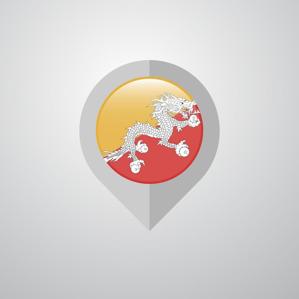 Map Navigation pointer with Bhutan flag design vector