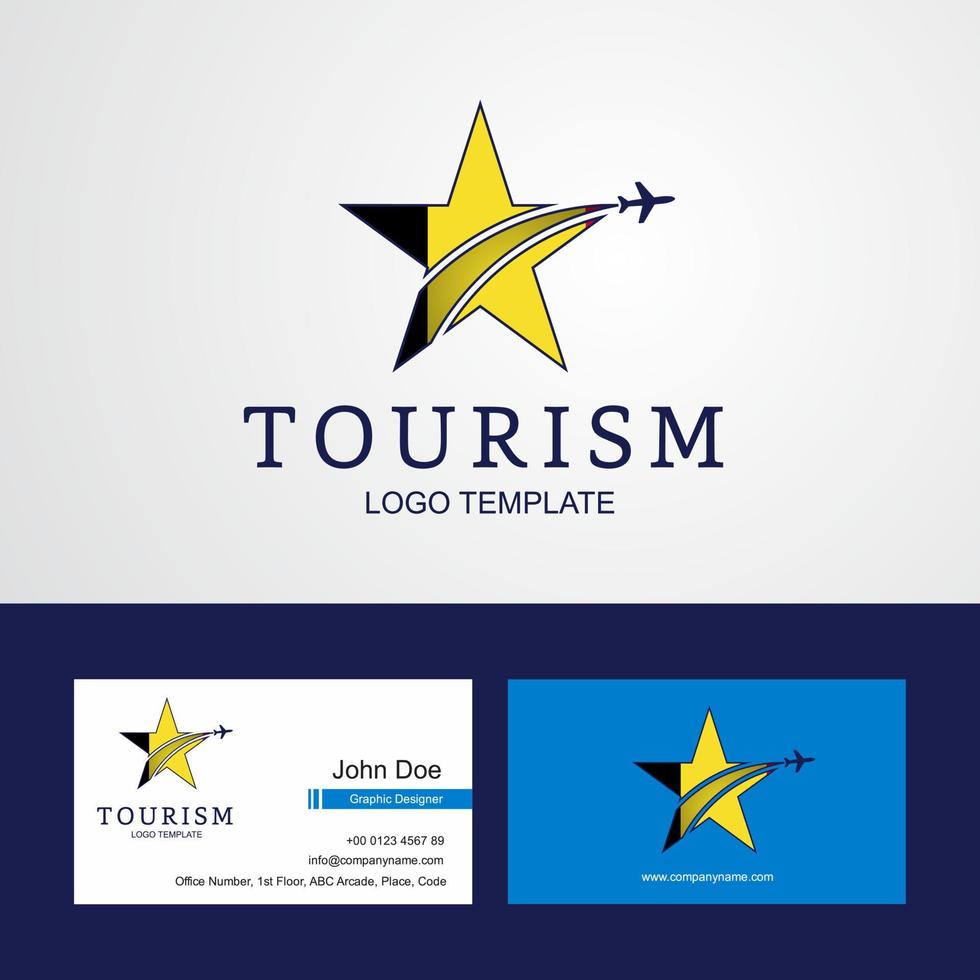 logotipo de estrella creativa de bandera de bélgica de viaje y diseño de tarjeta de visita vector