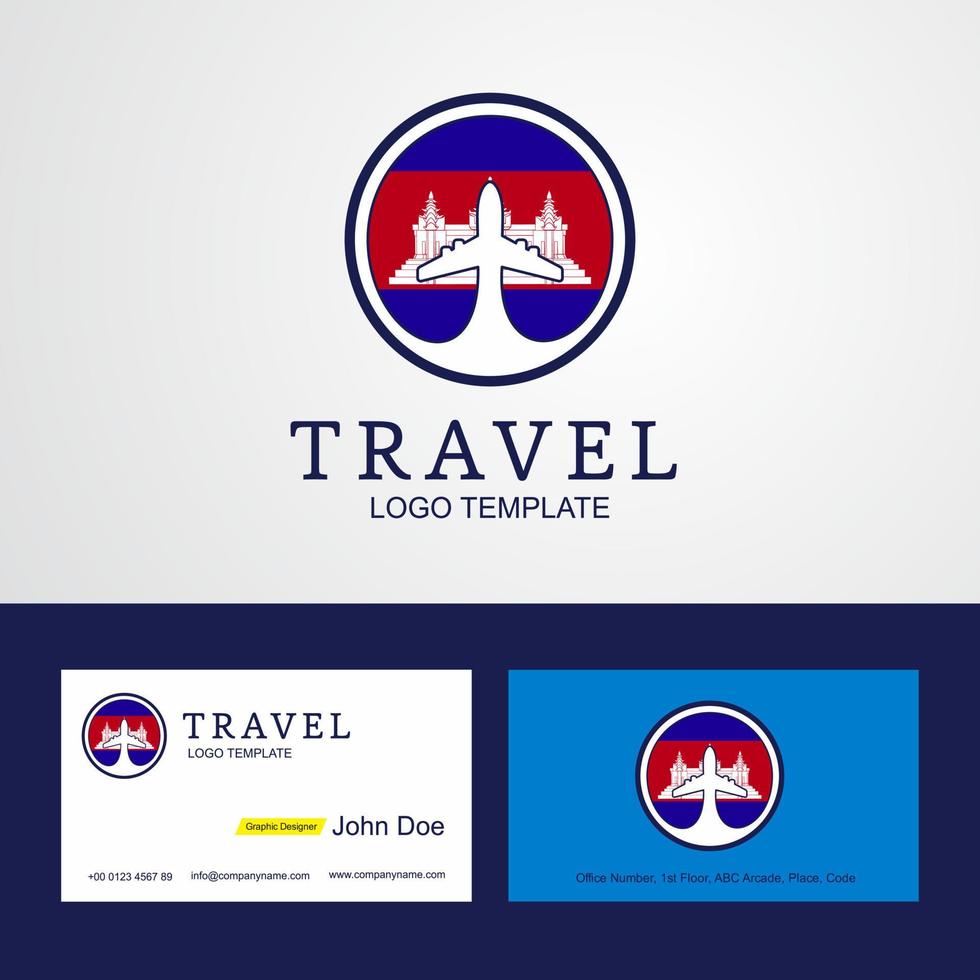 Travel Cambodia Creative Circle flag Logo and Business card design vector