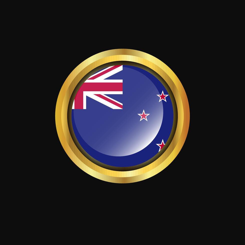 New Zealand flag Golden button vector