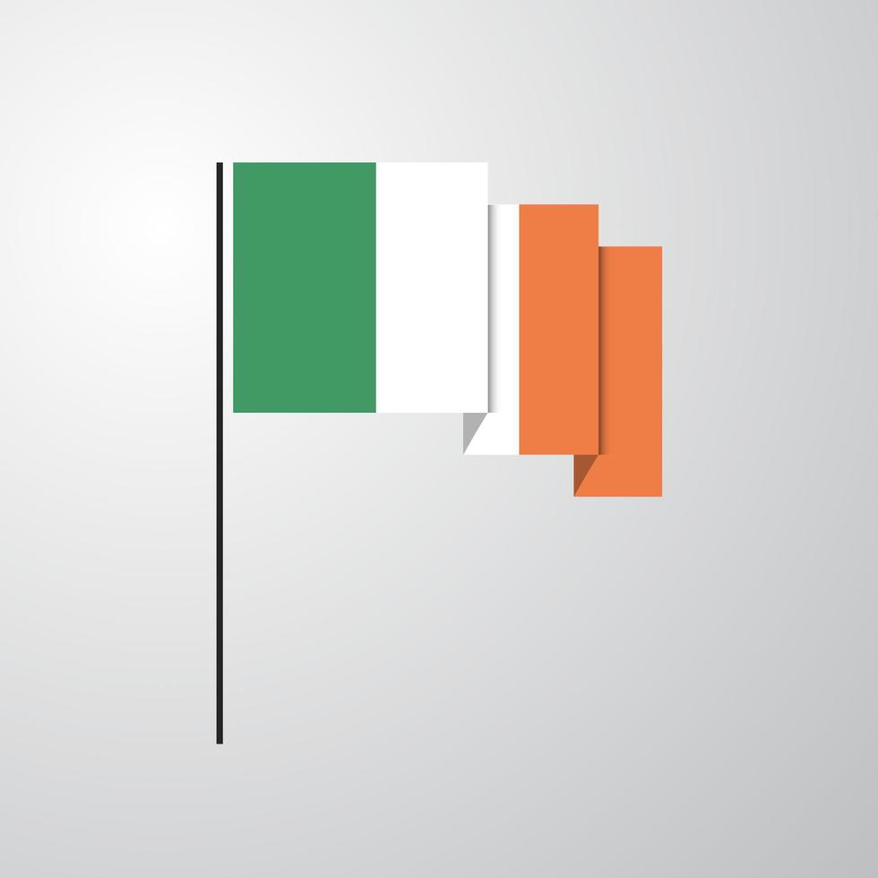 Ireland waving Flag creative background vector