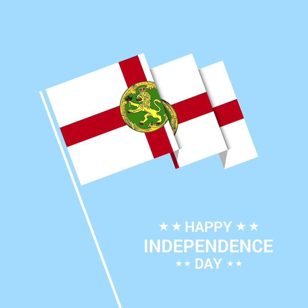 diseño tipográfico del día de la independencia de alderney con vector de bandera