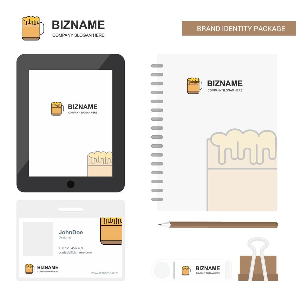 Beer Business Logo Tab App Diary PVC Employee Card and USB Brand Stationary Package Design Vector Template