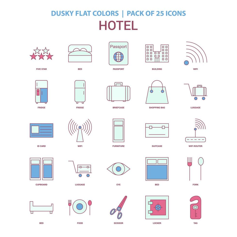 Hotel icon Dusky Flat color Vintage 25 Icon Pack vector